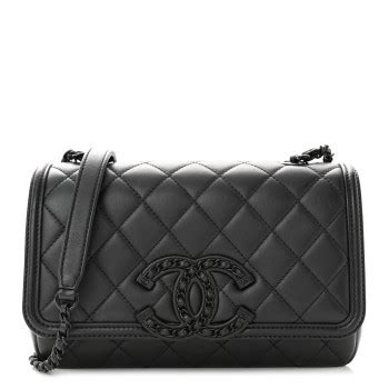 CHANEL Lambskin Quilted Small CC Filigree Flap 